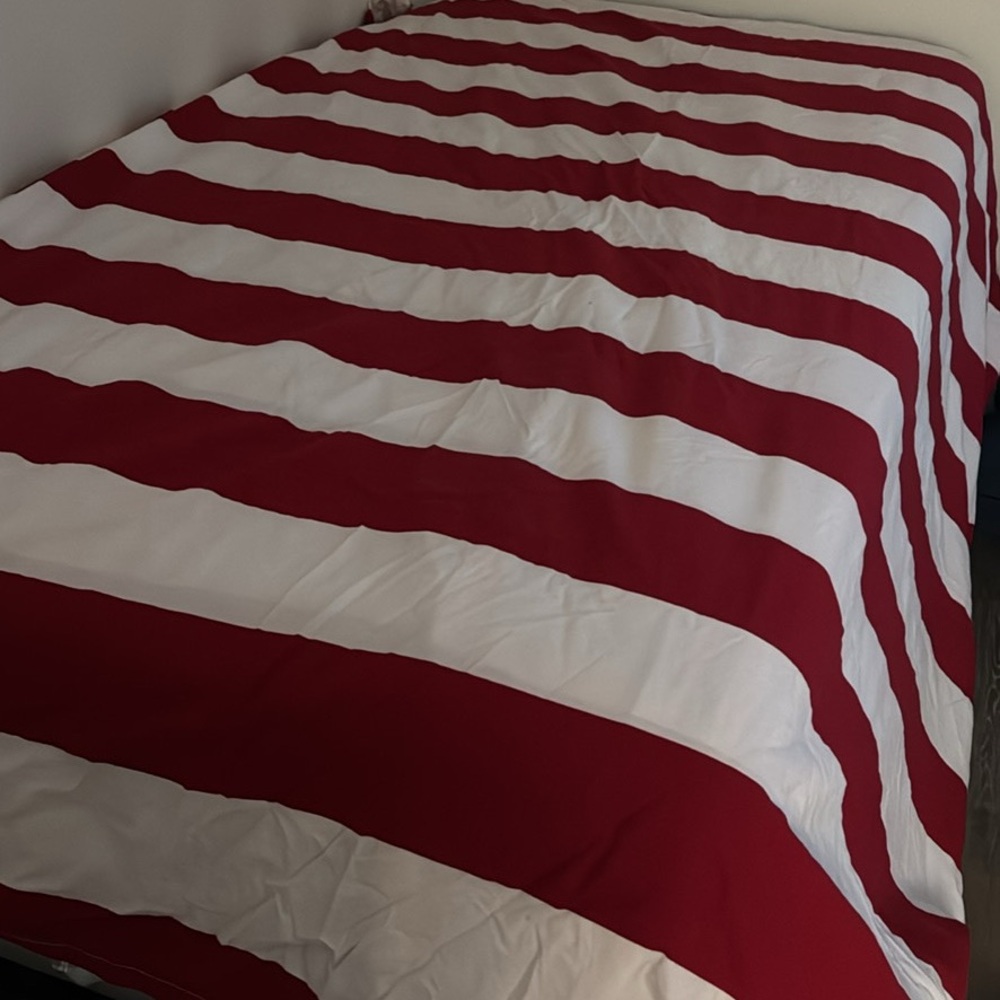 Red and White Rugby Striped Pottery Barn Twin Sized Duvet Cover